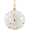 * Tree Baubles And Set Offers|Glass Bauble Opal White With Dots, 7 Cm