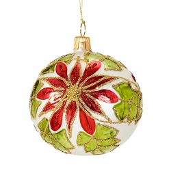 * Tree Baubles And Set Offers|Glass Bauble Poinsettia, 7 Cm