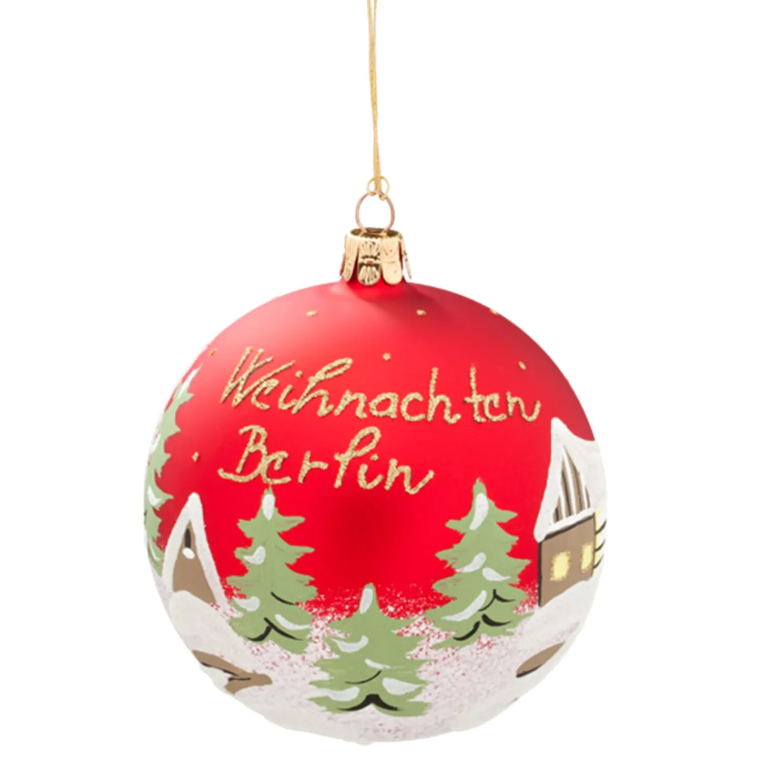 * Germany Souvenirs|Glass Bauble Red "Chistmas Berlin", 10 Cm