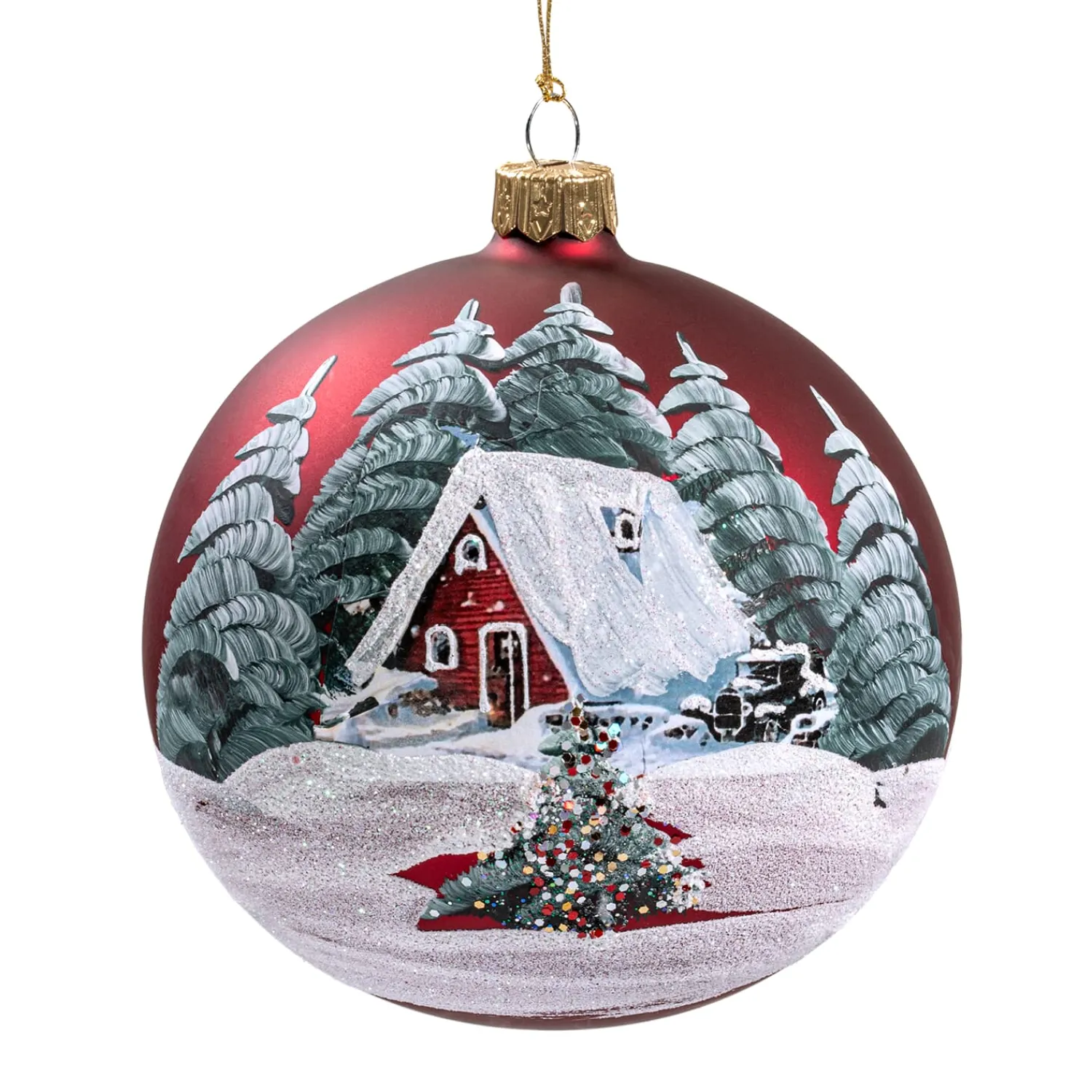 * Tree Baubles And Set Offers|Glass Bauble Red Matt Winter House, 10 Cm