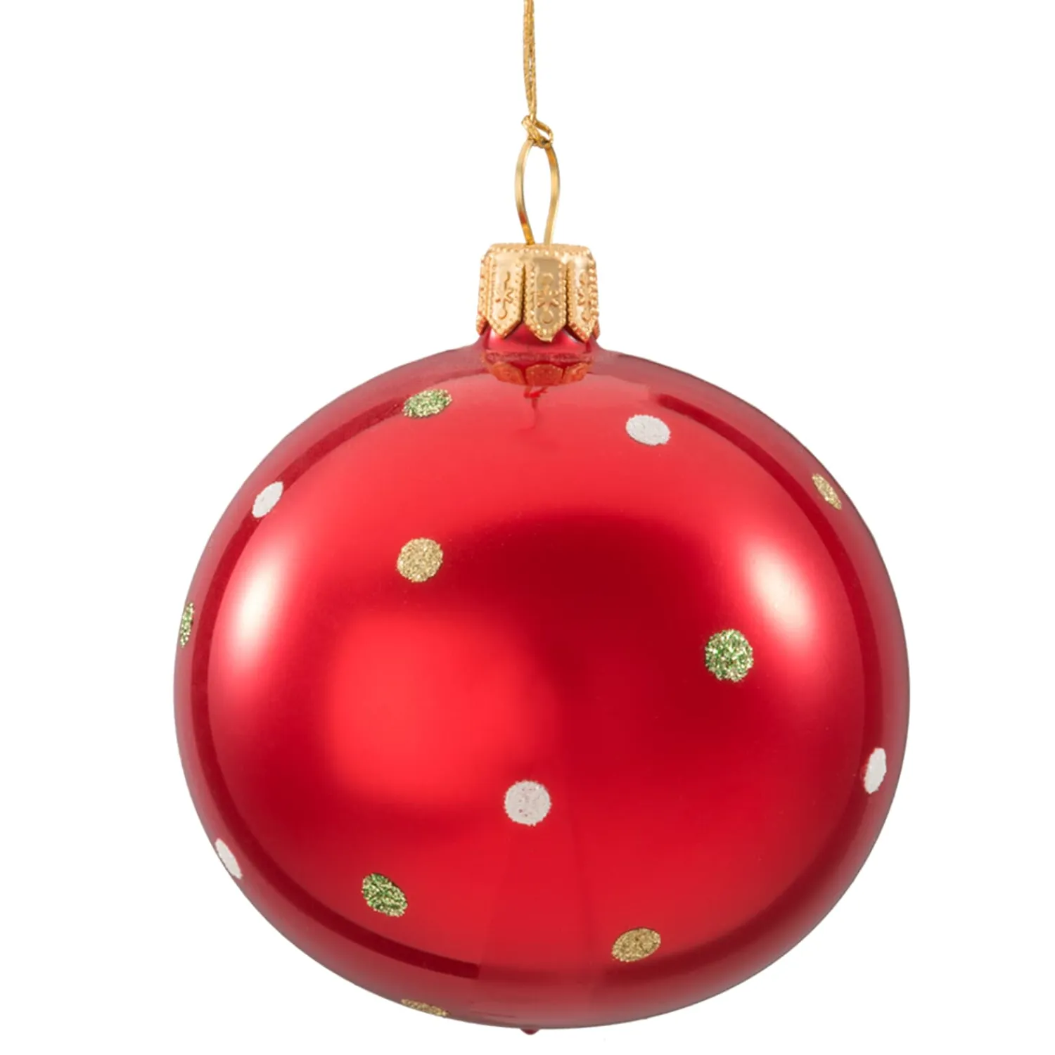 * Tree Baubles And Set Offers|Glass Bauble Red Opalescent With Dots, 7 Cm