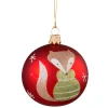 * Tree Baubles And Set Offers|Glass Bauble Red With Fox, 7 Cm