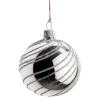 * Tree Baubles And Set Offers|Glass Bauble Silver With Silver Spirals, 6 Cm
