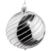 * Tree Baubles And Set Offers|Glass Bauble Silver With Silver Spirals, 10 Cm