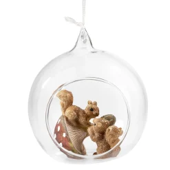 * Resin Tree Decorations|Glass Bauble Squirrels With Mushroom