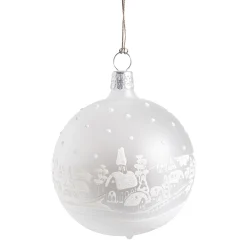 * Tree Baubles And Set Offers|Glass Bauble White Matt "Christmas Village", 7 Cm