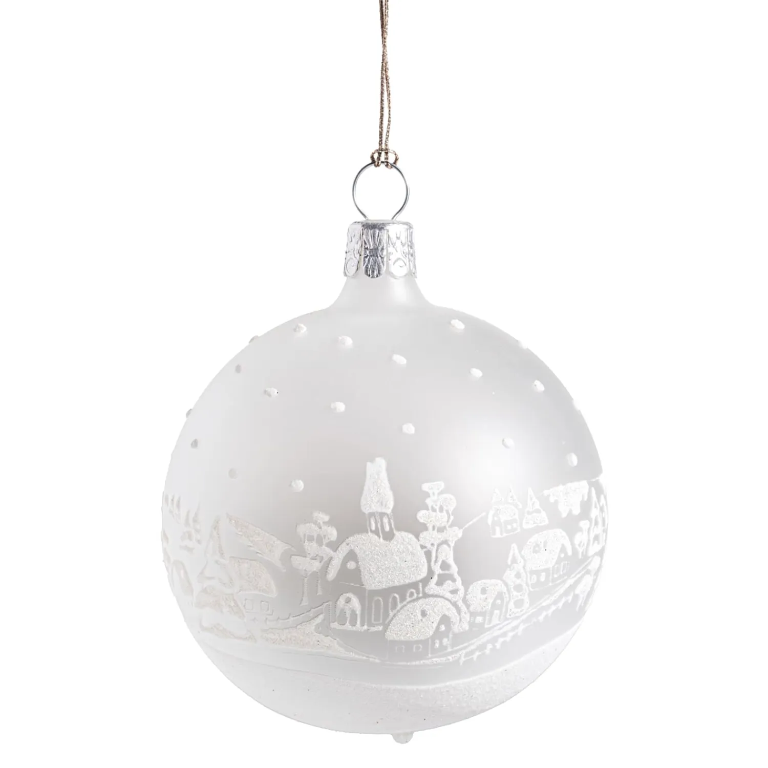 * Tree Baubles And Set Offers|Glass Bauble White Matt "Christmas Village", 7 Cm
