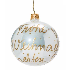 * Tree Baubles And Set Offers|Glass Bauble White "Merry Christmas", 8 Cm