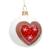 * Tree Baubles And Set Offers|Glass Bauble White With Gingerbread Heart, 7 Cm