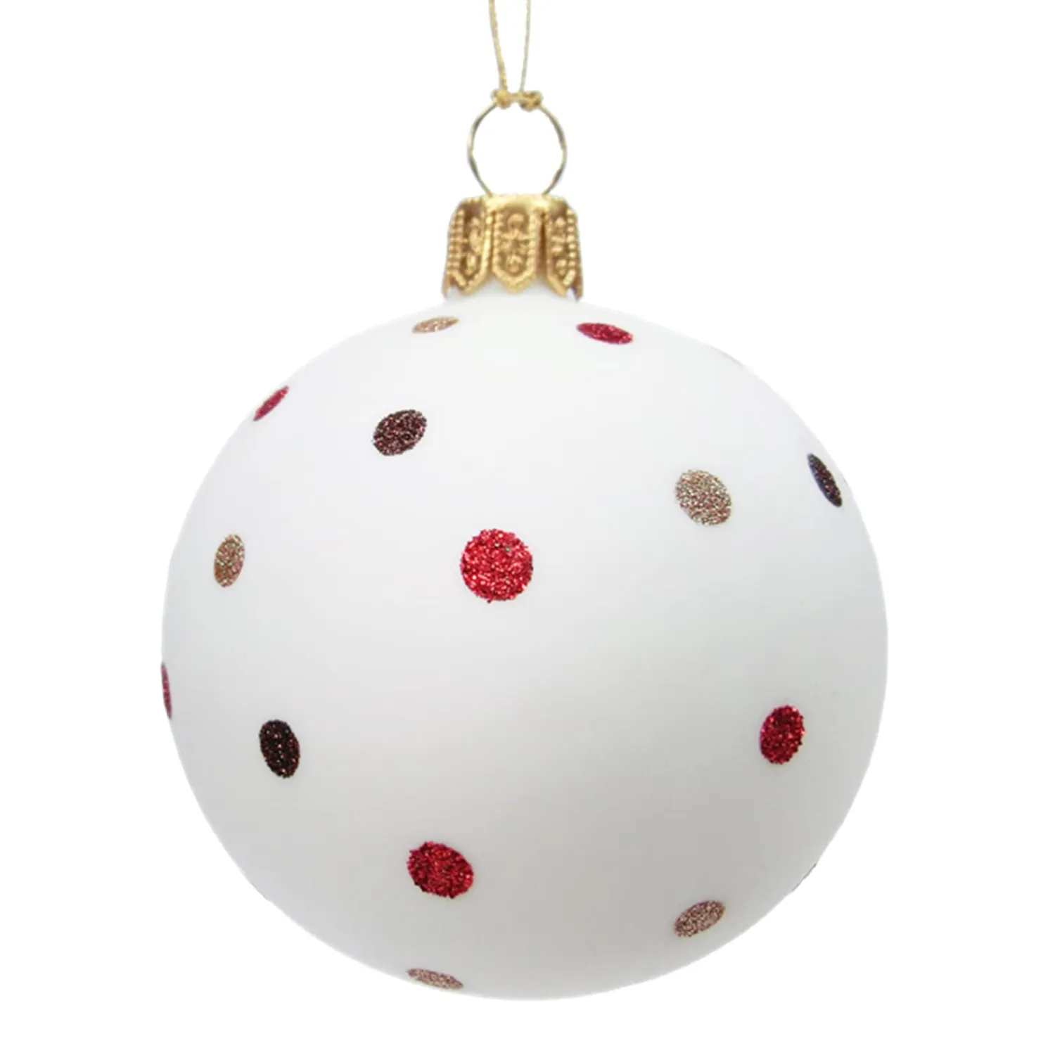 * Tree Baubles And Set Offers|Glass Bauble White With Glitter Dots, 6 Cm