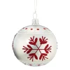 * Tree Baubles And Set Offers|Glass Bauble White With Red Flakes, 3.15 Inch