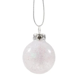 * Tree Baubles And Set Offers|Glass Bauble White With Silver Glimmer, 3 Cm