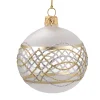 * Tree Baubles And Set Offers|Glass Bauble White/Clear With Gold Silver Decorations, 6 Cm