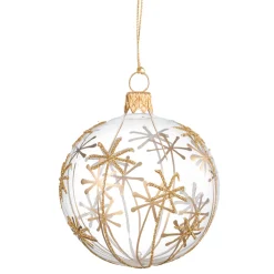 * Tree Baubles And Set Offers|Glass Bauble With Golden Stars, 7 Cm