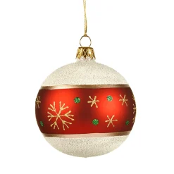 * Tree Baubles And Set Offers|Glass Bauble With Snowflakes, 8Cm