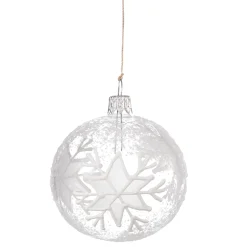 * Tree Baubles And Set Offers|Glass Bauble With White Flakes, 7 Cm