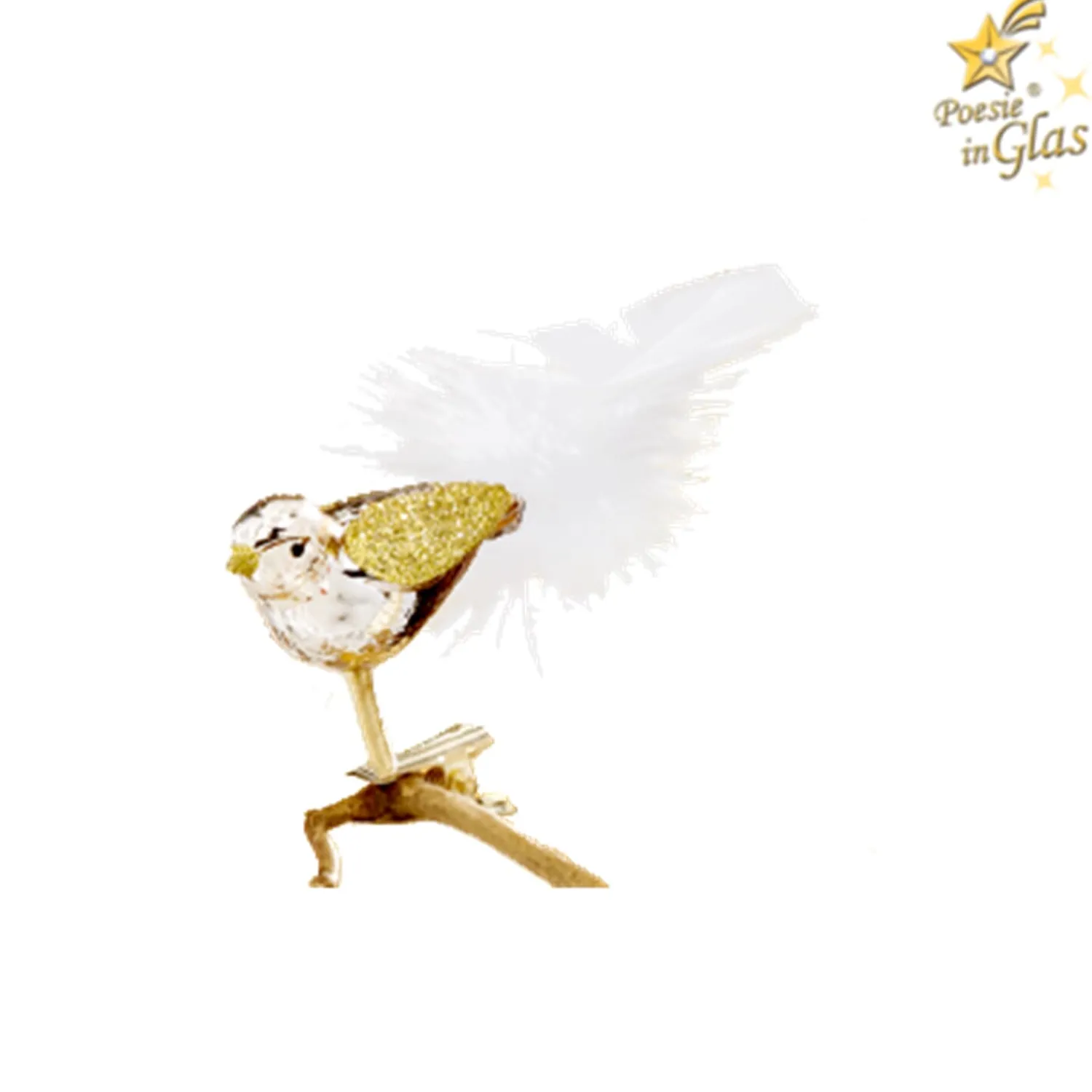 Poesie in Glas Glass Tree Decorations|Glass Bird, Gold