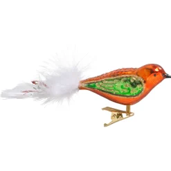Poesie in Glas Glass Tree Decorations|Glass Bird Orange-Green