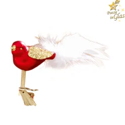 Poesie in Glas Glass Tree Decorations|Glass Bird, Red