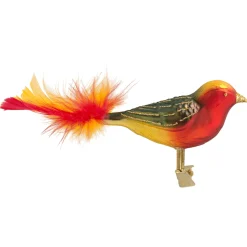 Poesie in Glas Glass Tree Decorations|Glass Bird, Red-Green