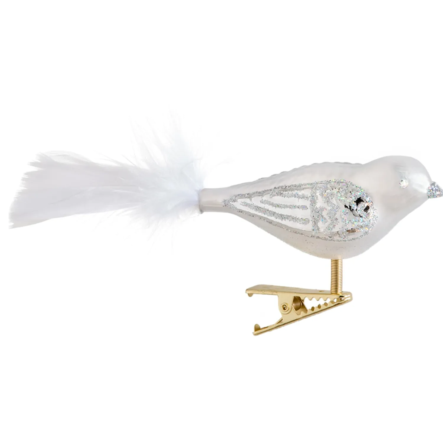 Poesie in Glas Glass Tree Decorations|Glass Bird White-Silver