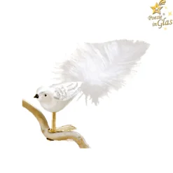 Poesie in Glas Glass Tree Decorations|Glass Bird White-Silver
