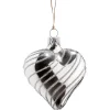* Tree Baubles And Set Offers|Glass Heart Silver With Silver Spirals