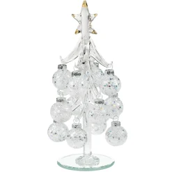 * Decorative Figurines|Glass Tree With White Baubles, 20Cm