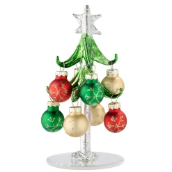 * Decorative Figurines|Glass Treee With Green Branches And Colourful Baubles