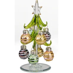 * Decorative Figurines|Green Glass Tree With Golden Baubles