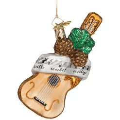 Poesie in Glas Glass Tree Decorations|Guitar With Music Sheet, Special Edition "Silent Night"