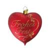 Poesie in Glas Glass Tree Decorations|Heart "Frohes Fest"