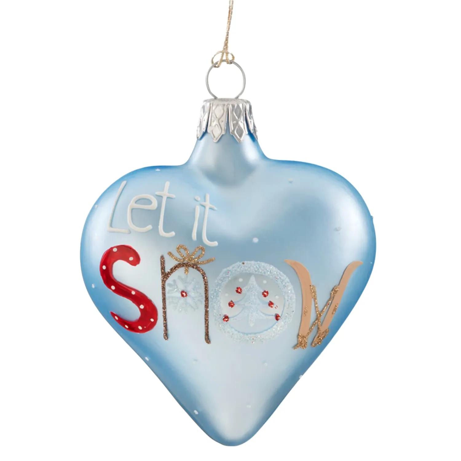 * Tree Baubles And Set Offers|Heart Light-Blue "Let It Snow", 7 Cm