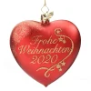 Poesie in Glas Glass Tree Decorations|Heart "Merry Christmas 2020"
