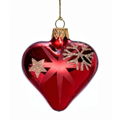 * Tree Baubles And Set Offers|Heart Red With Golden Stars And Flakes