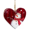 * Wood Tree Decorations|Heart "Snowman With Cap"