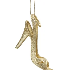 * Plastic Tree Decorations|High Heels, Gold With Glitter