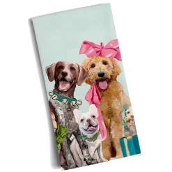 * Table Decorations|Holiday - Festive Puppy Pack Bright Tea Towel
