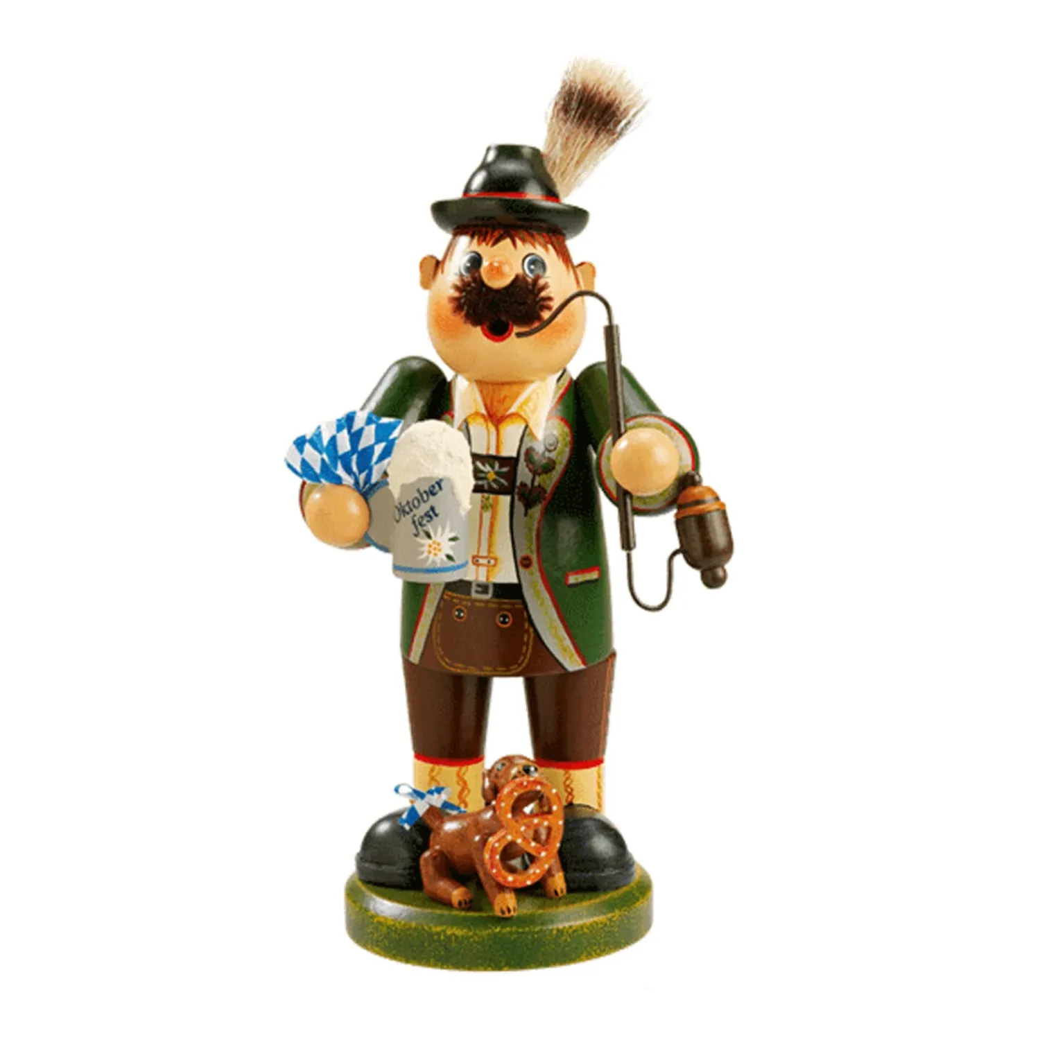 * Bavaria Souvenirs|Holzknoddl "Bavarian With Dog", Incense Smoker
