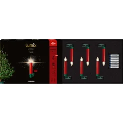 Krinner Indoor Lights|Lumix Superlight Flame 6 Mini Candles Expansion Set In Red