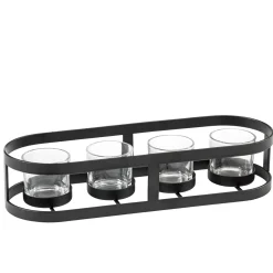* Candle- & Tealight Holders|Metal Tealight Holder Oval, Black