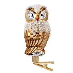 Poesie in Glas Glass Tree Decorations|Owl, Gold With Clip