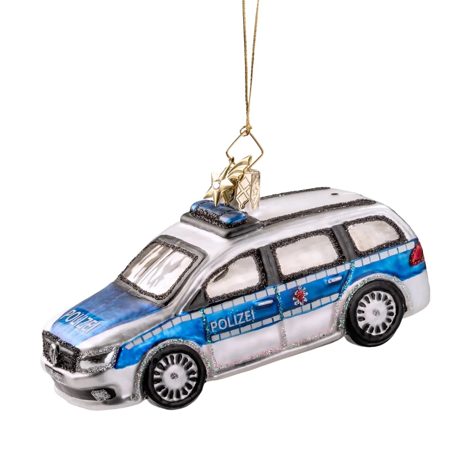 Poesie in Glas Glass Tree Decorations|Police Car