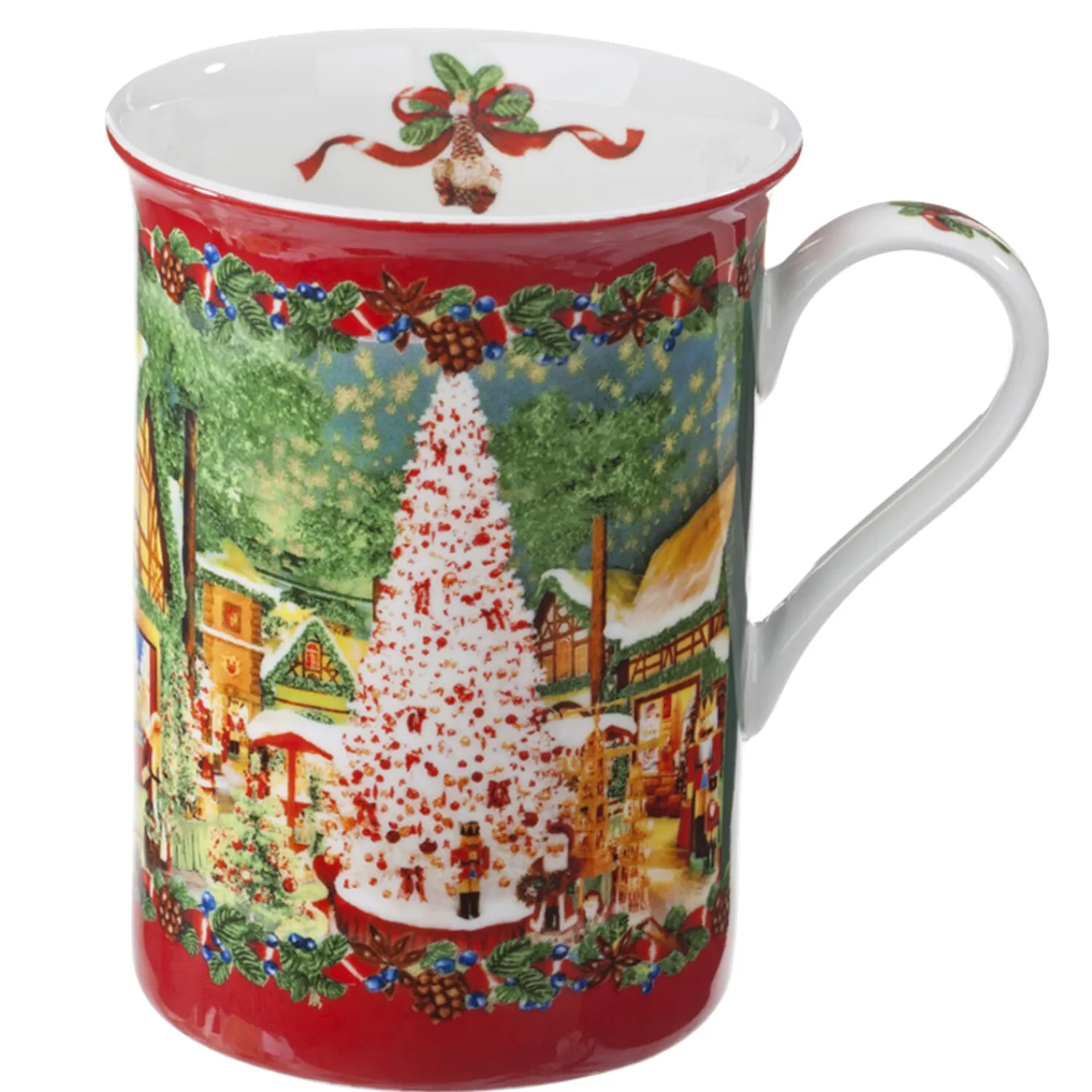 * Table Decorations|Porcelain Mug "Christmas Village", Red