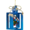 * Wood Tree Decorations|Present With Drum, Blue