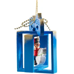 * Wood Tree Decorations|Present With Horseman, Blue