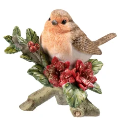 * Decorative Figurines|Robin On Poinsettia