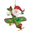 * Metal Tree Decorations|Santa Claus In Plane