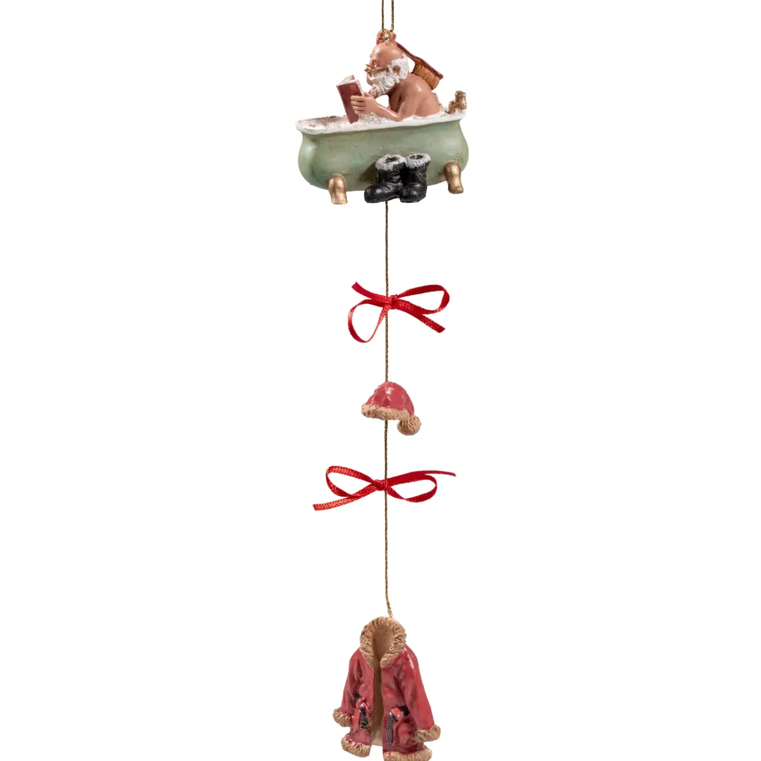 * Resin Tree Decorations|Santa In Bathtub