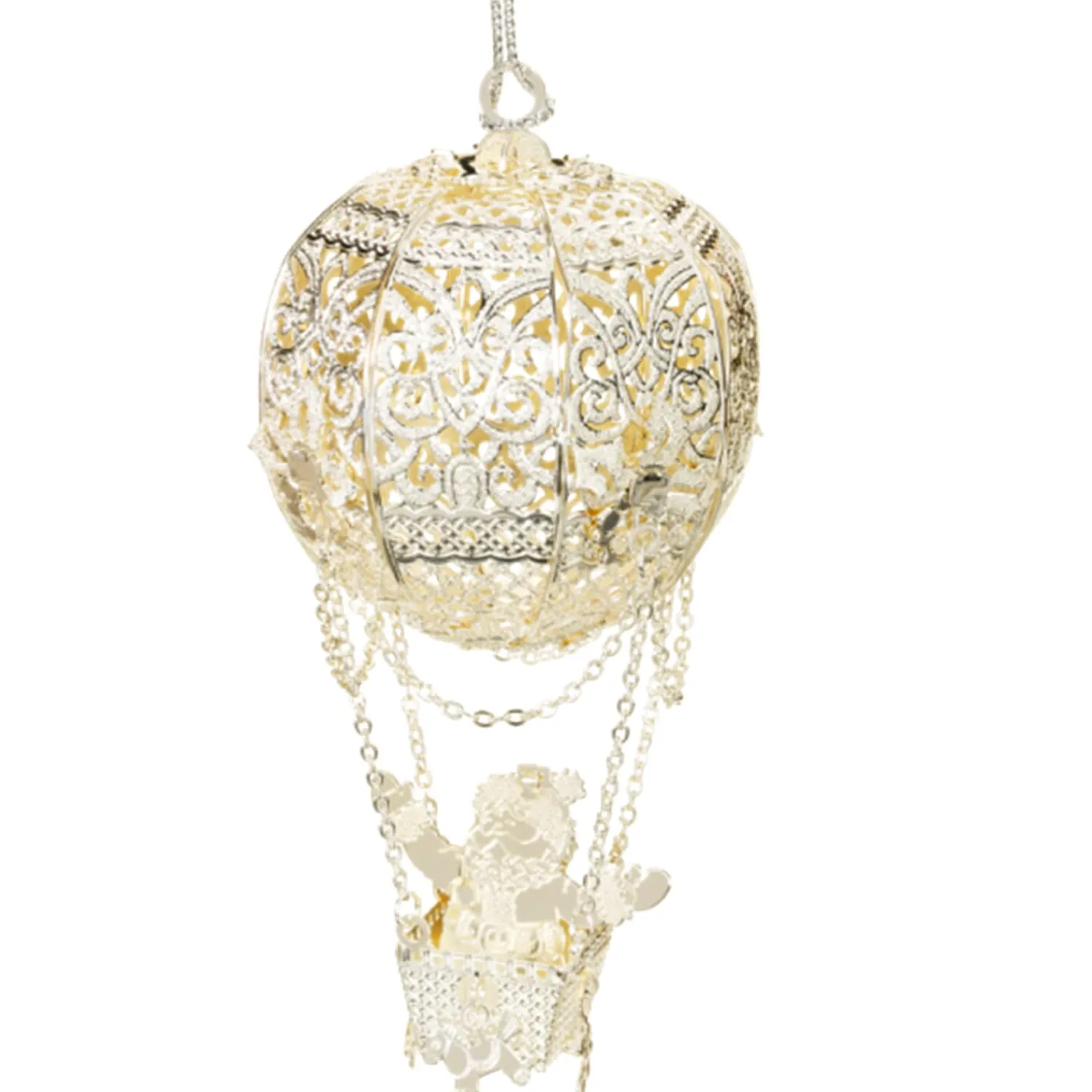 * Brass Tree Decorations|Santa In Hot Air Balloon, Silver-Plated